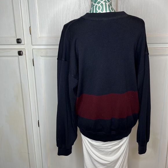 Paul Shark Yachting Men's XL Crew Neck Sweater Navy Blue Maroon Made in Italy - Picture 2 of 12